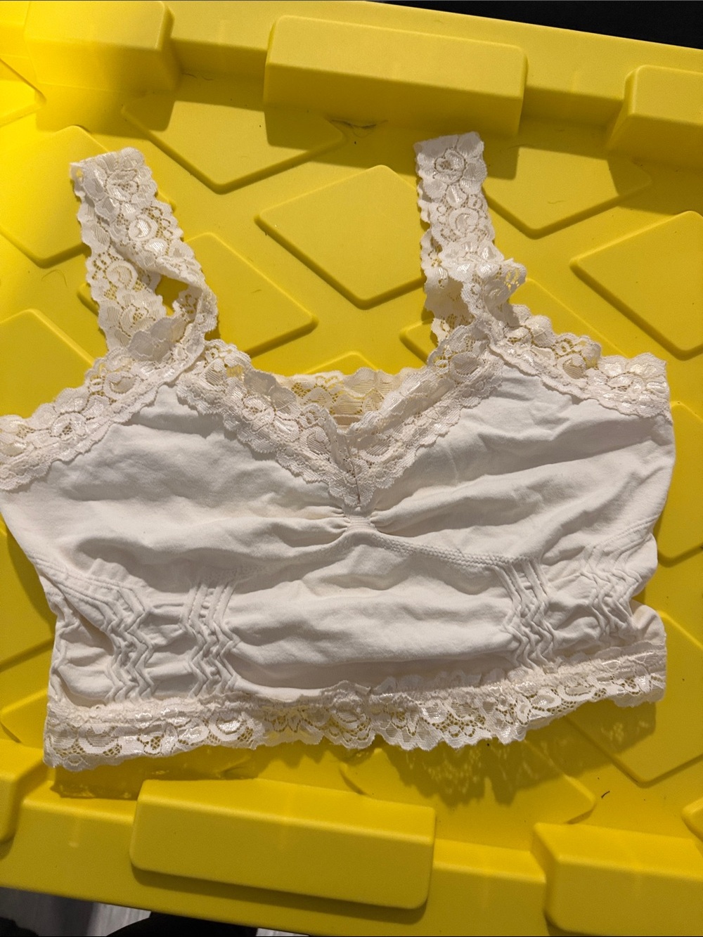 M. Rena Cream Lace-Trim Bralette